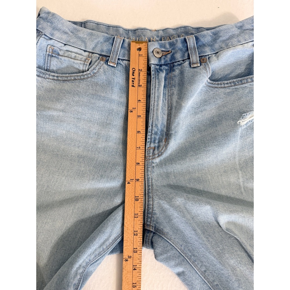 American Eagle Jeans Womens 8 Blue Strigid Distressed High Rise Raw Hem Denim - Picture 9 of 9